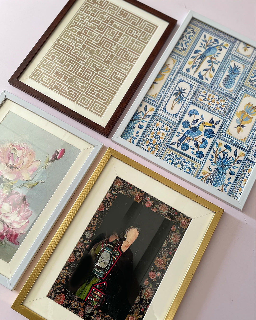 Flat lay of Blue Jay frame next to book and mug for cozy decor styling
